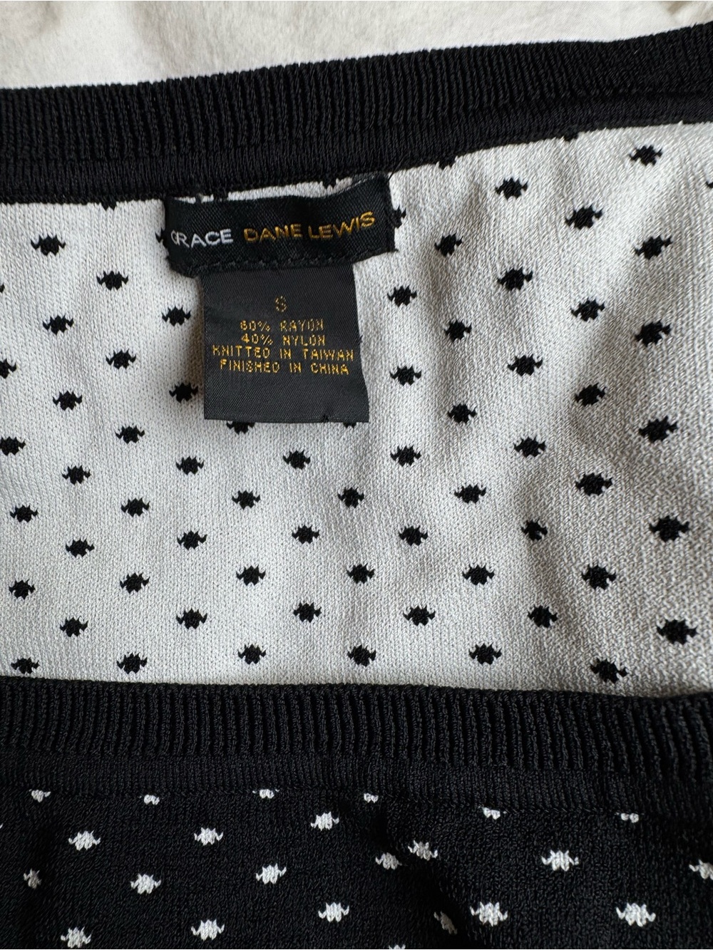 Grace Dane Lewis Black and White Polka Dot Knit Tank Top - Picture 2 of 4